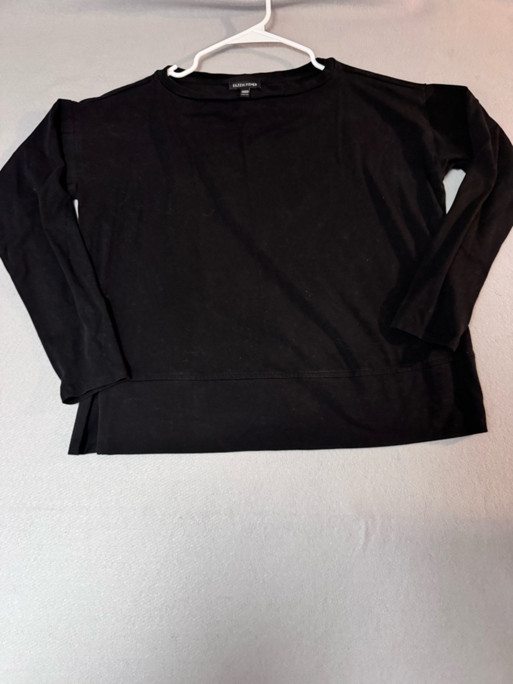 Eileen Fisher Black Long-Sleeve Crewneck Top